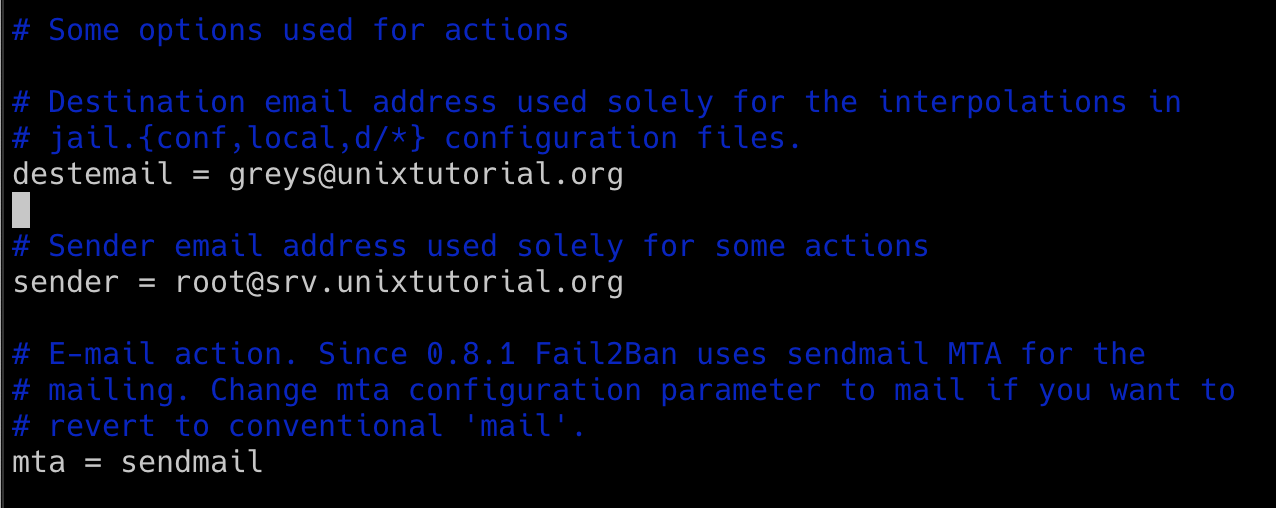 Настройки электронной почты в fail2ban