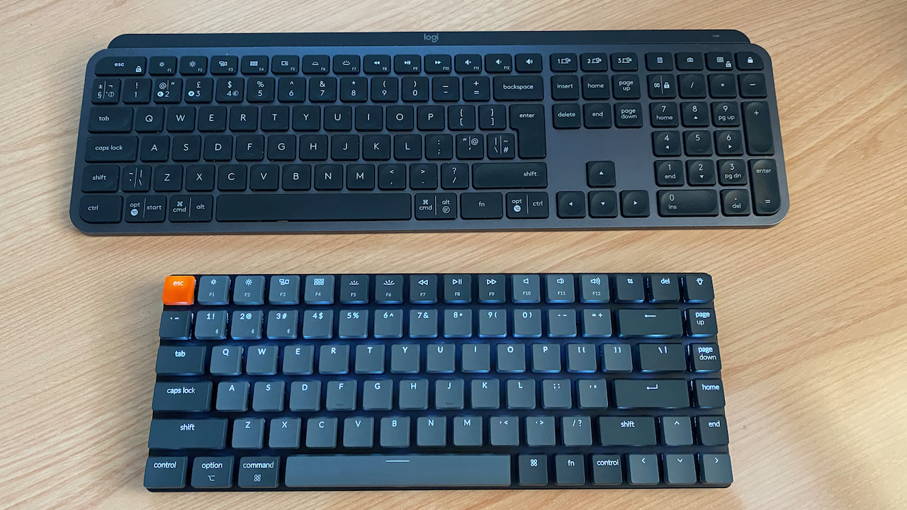 Keychron K3 рядом с Logitech MX Keys